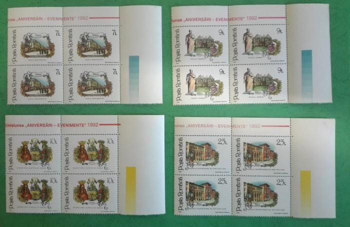 TIMBRE ROMANIA 1992 LP1303 Aniversari evenimente -BLOC DE4 timbre -MNH