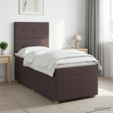 Cumpara ieftin Pat boxspring cu saltea Maro inchis 80 x 200 cm Tesatura