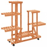 Cumpara ieftin Suport pentru flori cu roti, 95x25x101 cm, lemn masiv de brad