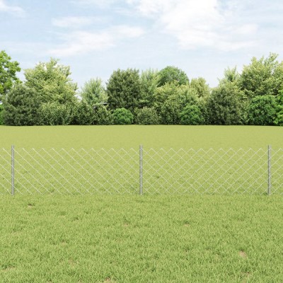 vidaXL Șină de Lanț cu 10 Posturi U Argintii 0.4x10 m Oțel foto