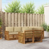 vidaXL Seturi de canapele 7 pcs Natural și Bej Lemn Solid de Acacia 3374963