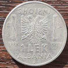 (M2415) MONEDA ALBANIA - 1 LEK 1939, OCUPATIE ITALIANA, VITTORIO EMANUELE III