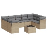 Cumpara ieftin Set canapele de gradina cu perne, 10 piese, bej, poliratan