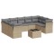 Set canapele de gradina cu perne, 10 piese, bej, poliratan