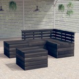 Cumpara ieftin Set mobilier grădină din paleți, 5 piese, gri &icirc;nchis, lemn pin