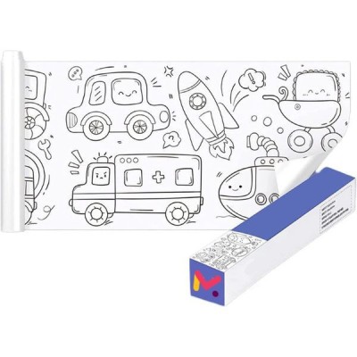 Rola hartie auto-adeziva si decupabila pentru desenat si colorat, 3m x 30 cm, Model cu masini foto