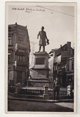 bnk cp In Galati - Statuia C Negri - circulata 1941 foto