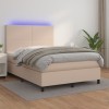 VidaXL Pat cu arcuri, saltea și LED, cappuccino, 140x200cm, piele eco 3135830