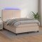vidaXL Pat cu arcuri, saltea și LED, cappuccino, 140x200cm, piele eco 3135830