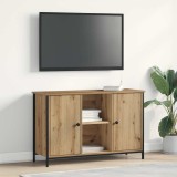 VidaXL Dulap TV, stejar negru, 101x35x65 cm, lemn prelucrat &amp; oțel