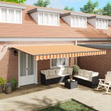 vidaXL Marchiză Retractabilă Automată cu LED Galben și Portocaliu 500x300 cm