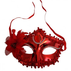 Masca de carnaval / Halloween tip woman cu floare, Rosu