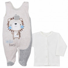 Compleu 2 piese salopeta si bluza pentru bebelusi Koala Hello Baby 05-478C, Crem foto