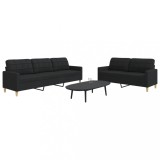 VidaXL Set de canapele, 2 piese, negru, material textil