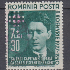 ROMANIA 1940 LP 142 I CORNELIU ZELEA CODREANU STAMPILAT
