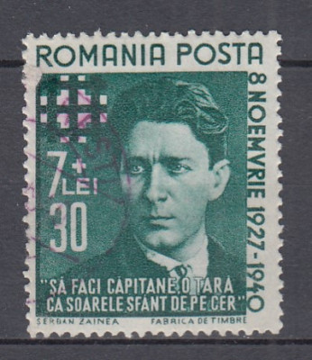 ROMANIA 1940 LP 142 I CORNELIU ZELEA CODREANU STAMPILAT foto