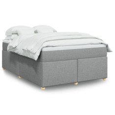 vidaXL Pat box spring cu saltea, gri deschis, 140x190 cm, textil 3285373