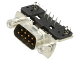Conector D-Sub 9-Pin Tată &icirc;n Unghi 45&deg; THT