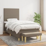 Cumpara ieftin Pat box spring cu saltea, gri taupe, 90x200 cm, textil