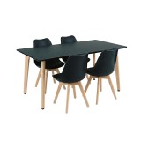 Set de sufragerie Silla 150 4+1, negru-negru