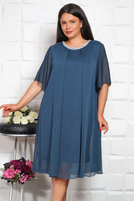 Rochie din Voal Eris Petrol - 48Marimea