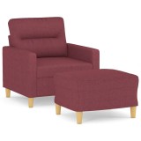 Cumpara ieftin Fotoliu canapea cu taburet, rosu vin, 60 cm, material textil