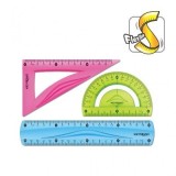 Set geometrie Keyroad KR970858, 20cm, PVC, diverse culori, flexibil, blister 3 piese