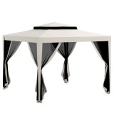 Outsunny Foisor de Grădină cu Plasă Ț&acirc;nțari, Foisor cu Acoperiș Dublu și Cadru Metalic, 297x297x268 cm, Bej | Aosom Romania