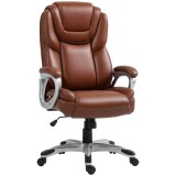 HOMCOM Scaun de birou fotoliu de birou cu funcție de balans roți pivotante 360&deg; 66 x 75,5 x 115,5-124,5 cm maro | Aosom Romania