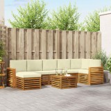 vidaXL Seturi de canapele 8 pcs Natural și Crem Lemn Solid de Acacia 3375215