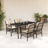 VidaXL Set mobilier de grădină, 5 piese, cu perne, maro, poliratan