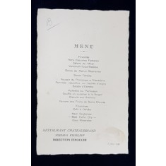 RESTAURANT CHATEAUBRIAND , SOSEAUA KISELEFF , MENIU , 7 IUNIE , 1930