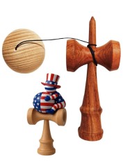 Kendama din lemn natural, Bila lemn + Sticker Waterproof USA pentru telefon, 153KD