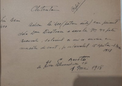 1928 Lot doc Const. Rosetti &amp;rdquo;maestru de c&amp;acirc;nt&amp;rdquo; București Scoala de fete D1 muzica foto
