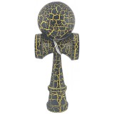 Kendama X Originala, Profesionala, Cyrax, Kendama Cracked, din Lemn &ndash; 18 cm, Crack Negru/Galben