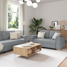 vidaXL Set canapea, 3 piese, perne gri deschis, textil