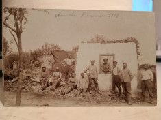 Carte postala foto, ruine si militari, Nanesti, jud. Vrancea, 1917 foto