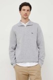 Lacoste pulover de bumbac culoarea gri, cu guler