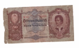 Bancnota Ungaria 50 pengo 1 octombrie 1932, circulata, stare relativ buna