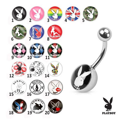 Piercing pentru buric din oțel, imagini colorate cu iepurași Playboy - Simbol: PB14 foto