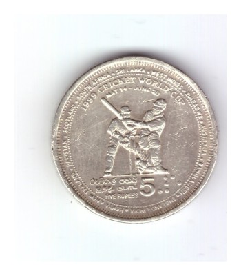 Moneda Sri Lanka 5 rupees 1999, Cricket, stare relativ buna, curata foto
