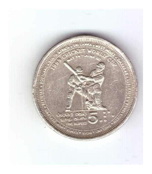 Moneda Sri Lanka 5 rupees 1999, Cricket, stare relativ buna, curata