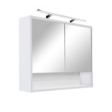 Dulap Baie cu Oglinda Luna 80 Alb, Suspendat, 80x20x67cm, PAL, Spatiu Depozitare, Corp Baie