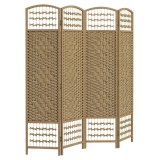 HOMCOM Paravan interior din lemn separator de cameră separator pliabil 4 panouri 160 x 170 cm lemn natural | Aosom Romania
