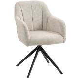 HOMCOM Fotoliu Acent Rotativ, Fotoliu Tapitat cu Material Textil, Picioare din Oțel, pentru Sufragerie, Dormitor, Birou, Bej | Aosom Romania