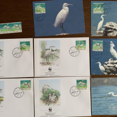 singapore - pasari - serie 4 timbre MNH, 4 FDC, 4 maxime, fauna wwf