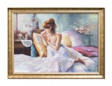 Cumpara ieftin Tablou pictat manual inramat, Cu gandul la tine, 80x60cm ulei pe panza, Magistral
