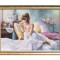 Tablou tanara pe canapea pictat manual inramat, Cu gandul la tine, 80x60cm ulei pe panza, Mircea Iordache