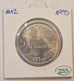 253 French Polynesia, Polinezia Franceza, 5 Francs 1975, KM#12, aluminiu