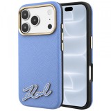 Husa MagSafe pentru Apple iPhone 18 Pro / 17 Pro, Karl Lagerfeld, Grained Resin Sign Logo, Bleu